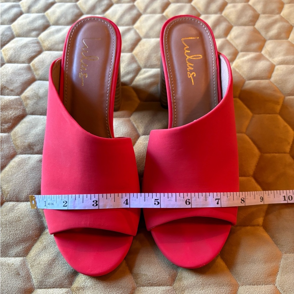 Lulu's Vibrant Orange Heeled Mules - Picture 9 of 9
